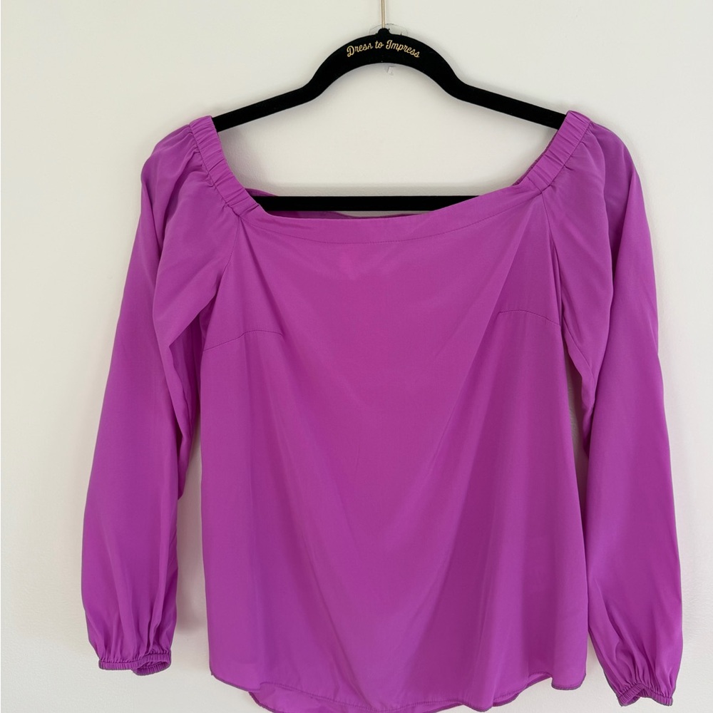 Lilly Pulitzer Silk Vibrant Pink Off-Shoulder Blouse
